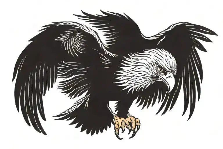 Eagle With Open Wings Looking