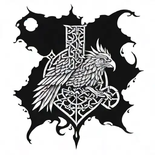 Viking Warrior Eagle Vegvisir Rune Design