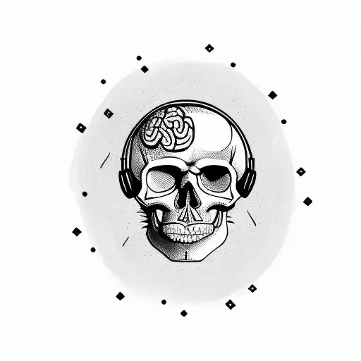 Skull With Brain And Music Notes