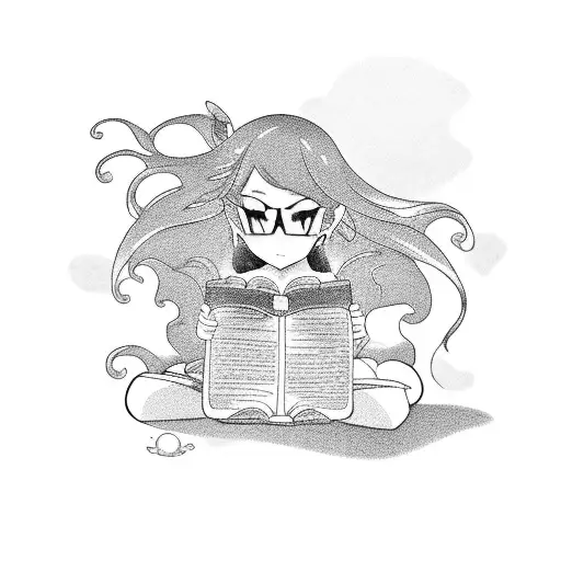 Anime Character Reading A Book On A Beach