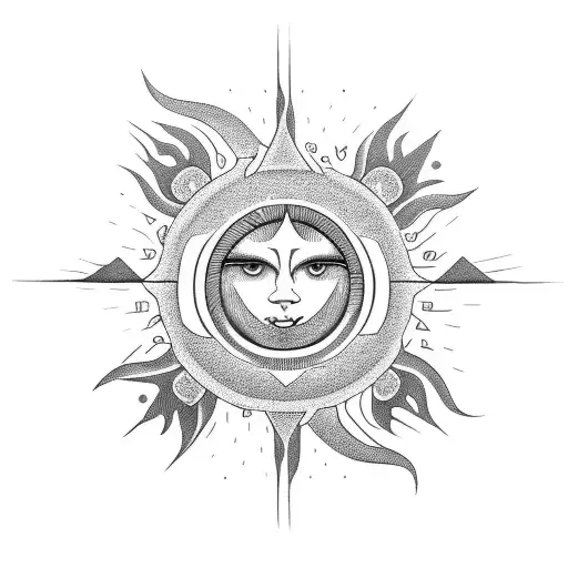 Sun Symbol Father And Daughter