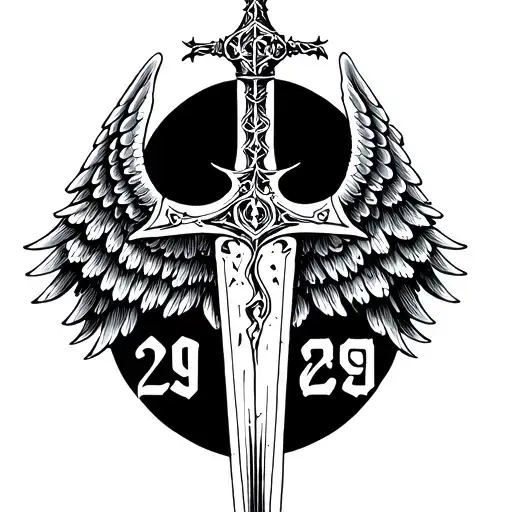 A Broken Sword With Wings With The Word Hope And Underneath The Number 29