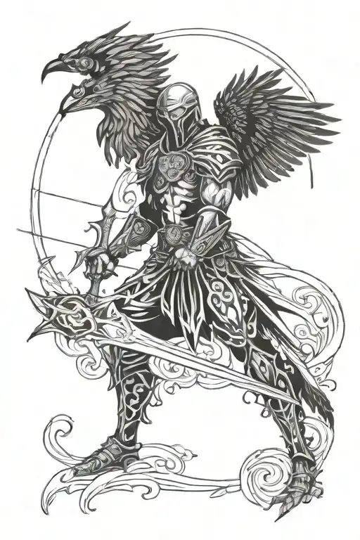 Warrior And Raven Surrounded