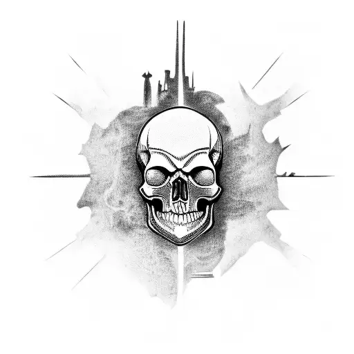 Skull Merged With Cathedral