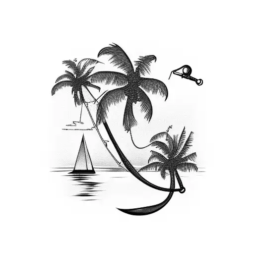 Fishing Hook Hanging From Palm Tree