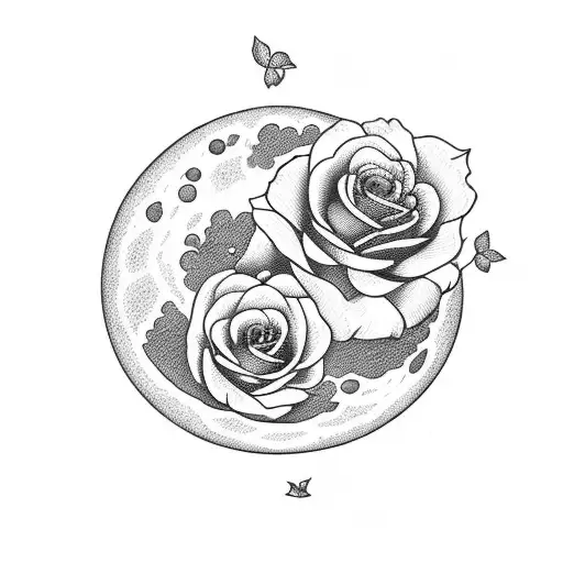 Moon With Roses And Number 2323