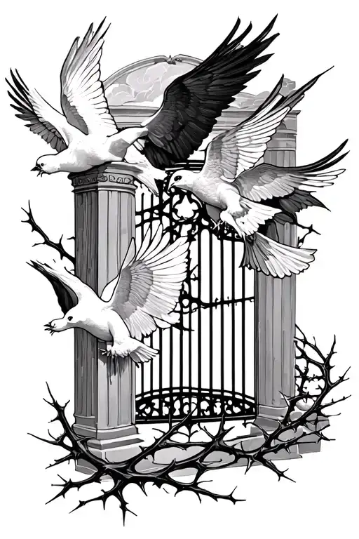 Heaven Gates With Doves And Thorns
