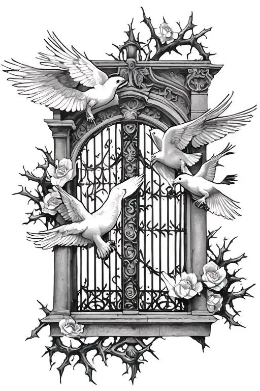 Heaven Gates With Doves And Thorns