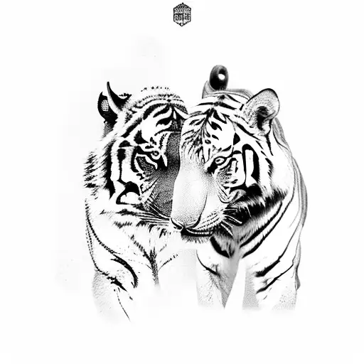 A Tiger And A Wolf Facing Each Other On A Snowy Beach