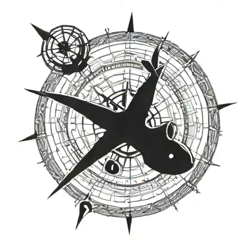 Nautical Compass Rose With C141 Plane Silouhette Inscribed