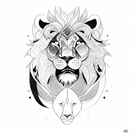 Half Face Woman Warrior Other Half Lion