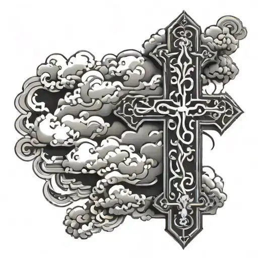 Christian Cross With Clouds