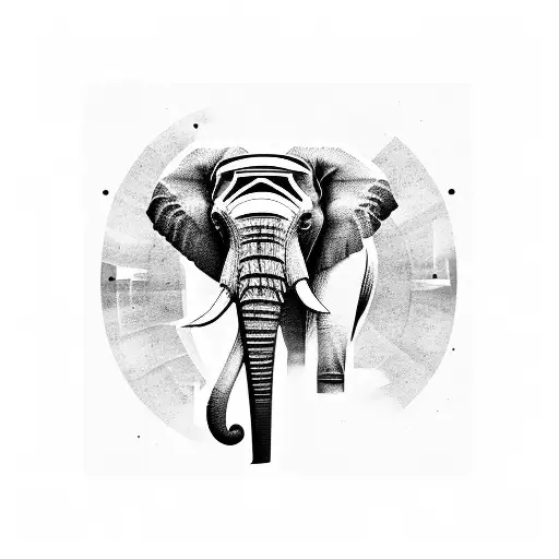 Abstract Minimalist Tattoo Turning Into African Elephant Shape