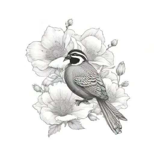 California Quail With Poppies