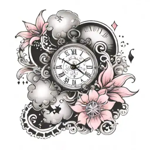 Pink Stargazer Cloud And Clock