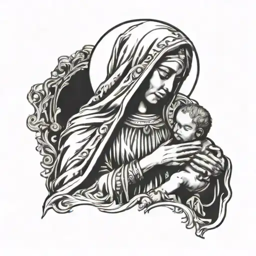 Old Virgin Mary Holding Child