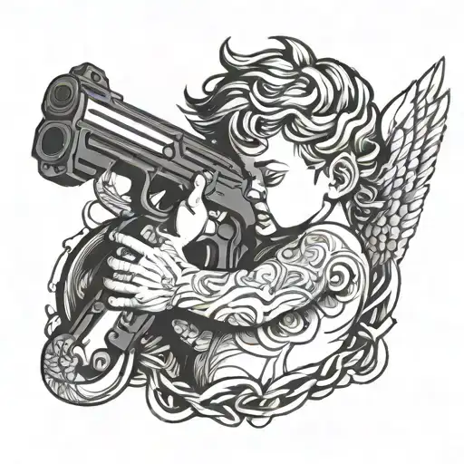Angle Baby With Gun Intertwined