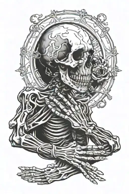 Skeleton Praying Hands Surrounded