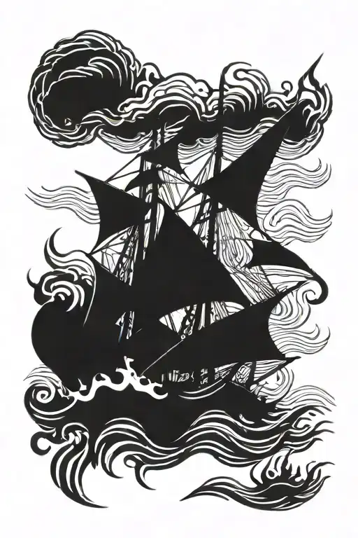 Old Sailboat On Fire