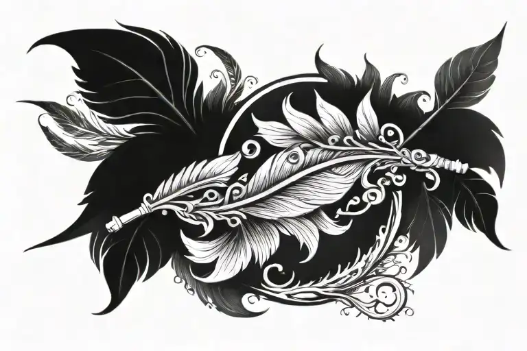Convert Chowdary Tattoo Into Flute And Feather Feather Feather