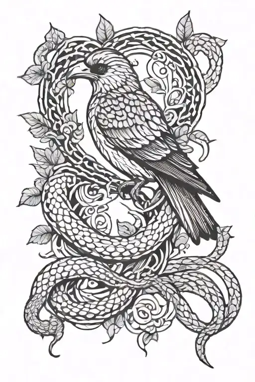 Bird Caught By Snake