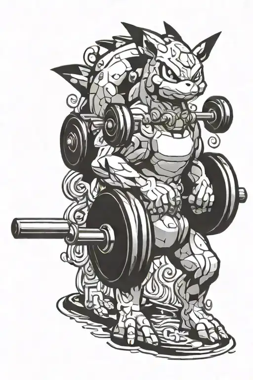 Pokemon Lifting Weights At The Gym