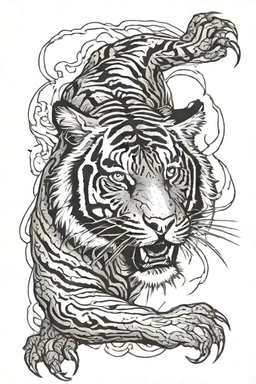 Tiger Covered In Lightning