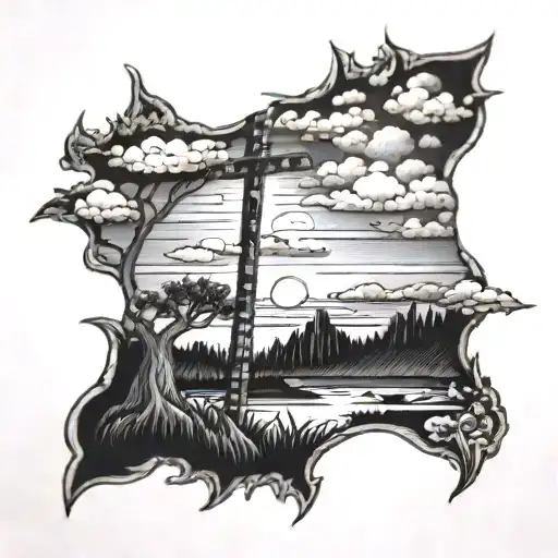 Sunset Scene With Cross