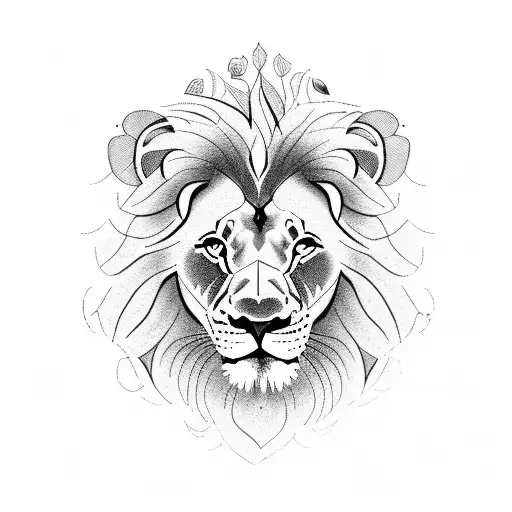 Lion Collage With Roses And Clock