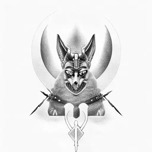 Anubis On Throne Of Skull