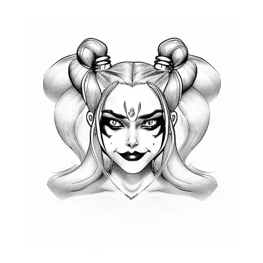 Harley Quinn Inspired By Hentai Art In A Blackwork Style