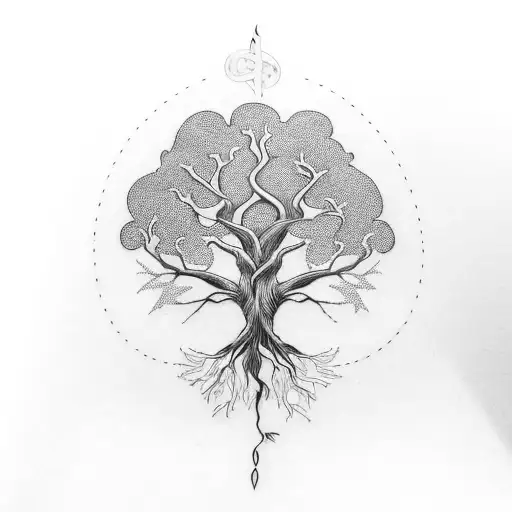 A Majestic Tree With Roots Extending Into The Shape Of Musical Notes