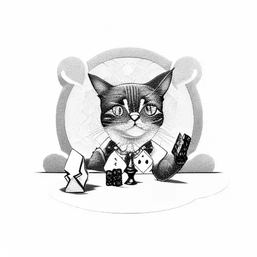 A Cat Playing A Board Game With A Goth Twist