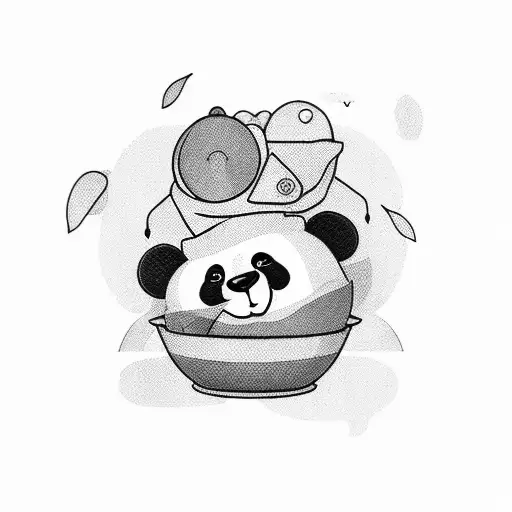 Cute Panda With A Bowl Of Soup