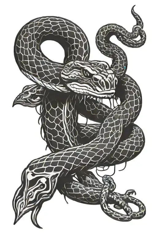 Snake With Knife Cutting