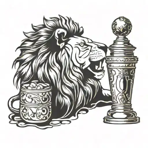 A Lion Silhouette Roaring With A Cocktail Shaker In Its Paw