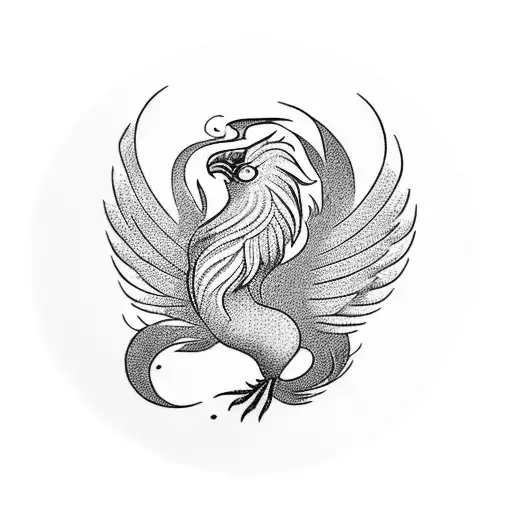 Phoenix Bird With A Tail Inbthe Shape Of A Circle Of Life