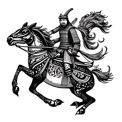 Samurai Frog Riding Horse