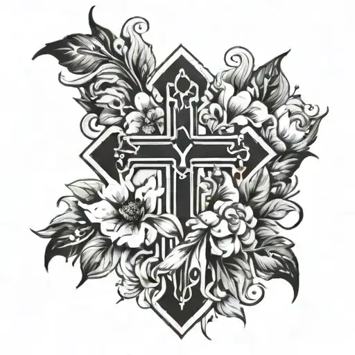 Floral Cross Surrounded