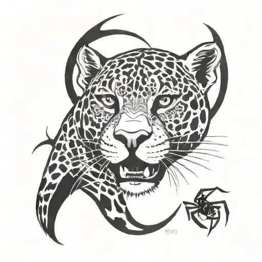 Jaguar And A Spider Fusion Tattoo Design