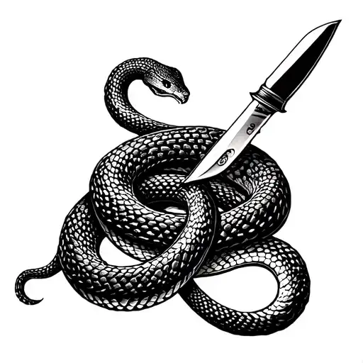 Snake Wrapped Round Knife Getting Stabbed