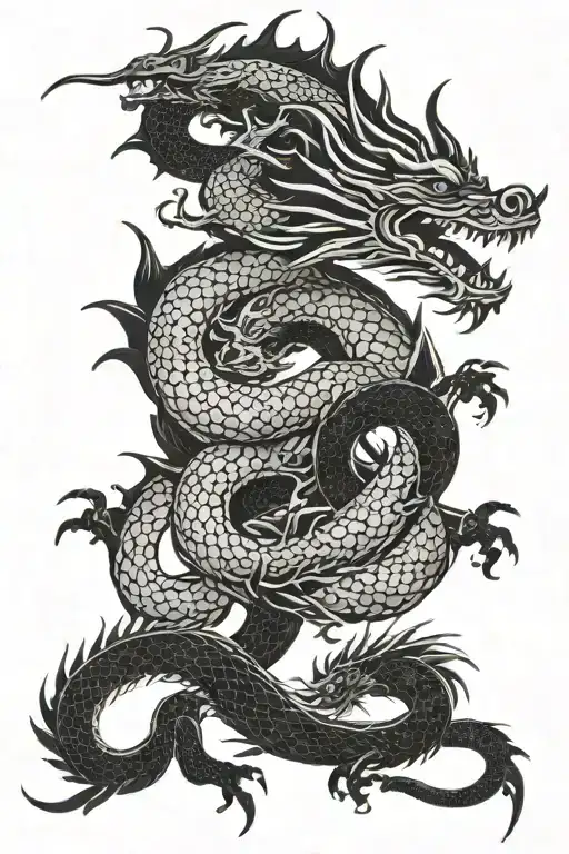 Jing And Yang With Dragon