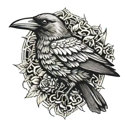 Stung Crow With Thorns On Its Chest