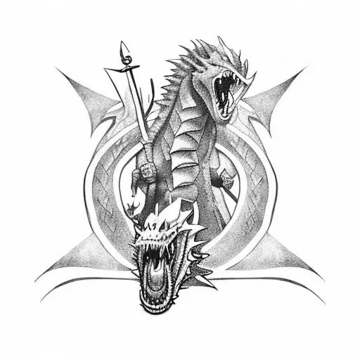 Geralt Of Rivia Fighting A Dragon