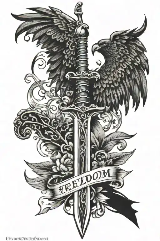 Sword With Wings And The Word Freedom On The Blade