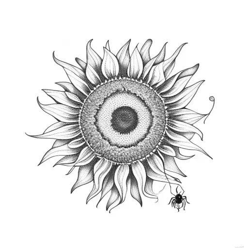Sunflower With A Spider On String