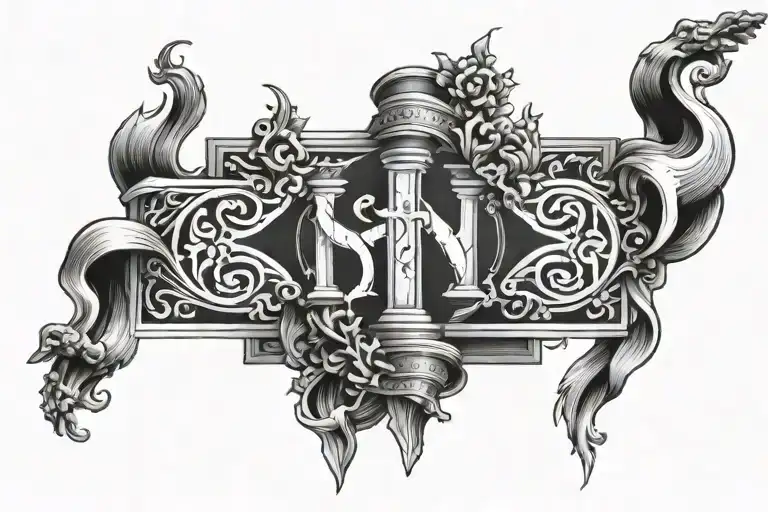 Bible Sampson In Middle Two Pillars Tearing Down