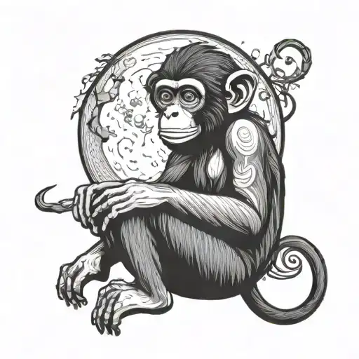 Monkey And Full Moon