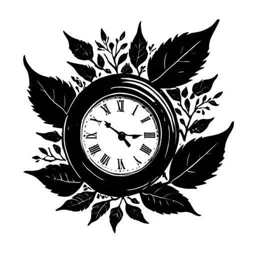 Sand Clock Surrounded By Tree Leaves Coming