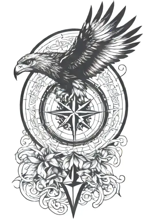 Soaring Hawk Compass Intertwined